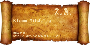 Klemm Mihály névjegykártya